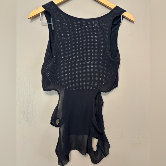 SHERI BODELL Silk Chiffon Rhinestone Cutout Sleeveless Designer Designer Top - Picture 4 of 10